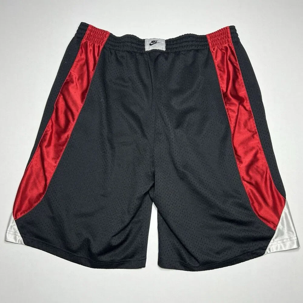 Nike Basketball Shorts 2XL Red Black Lined  Dazzle Swoosh Vintage  Men’s Xxl